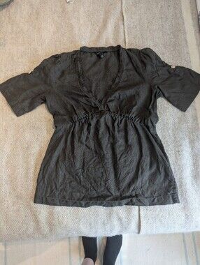 Grey Linen Baby Doll Top
